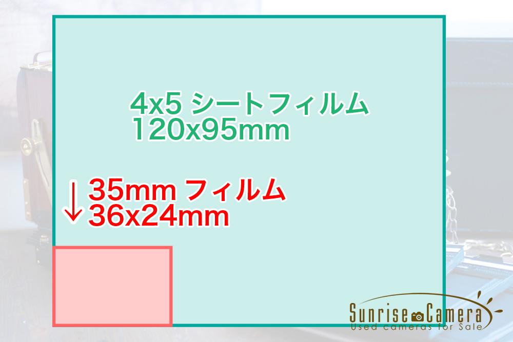 4x5と35mm画面サイズ比較